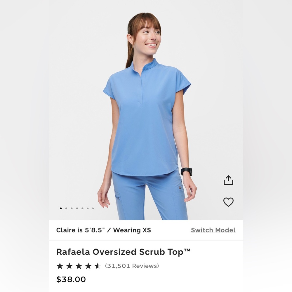 Figs Ceil Blue Raefela Scrub Top